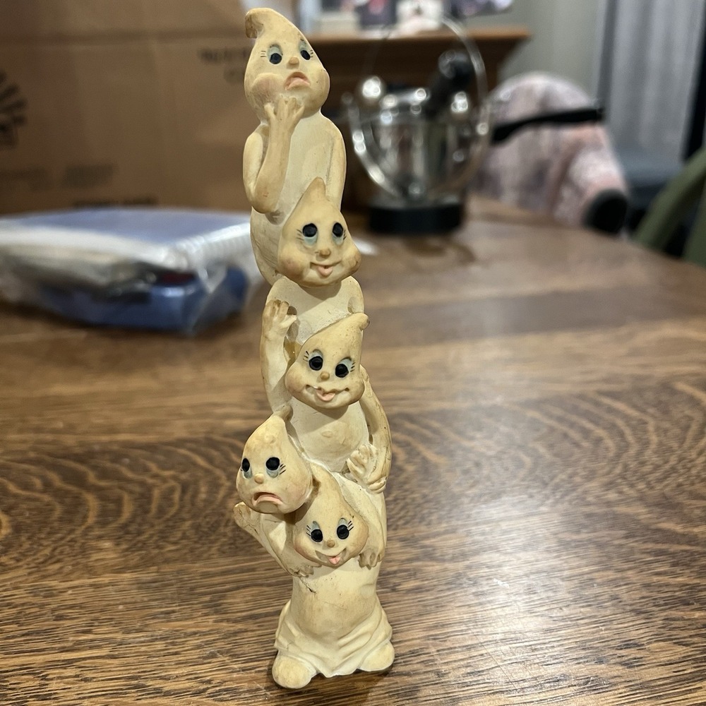 3D Resin Tower Of Ghosts Totem Pole Figurine Halloween Decoration Vintage
